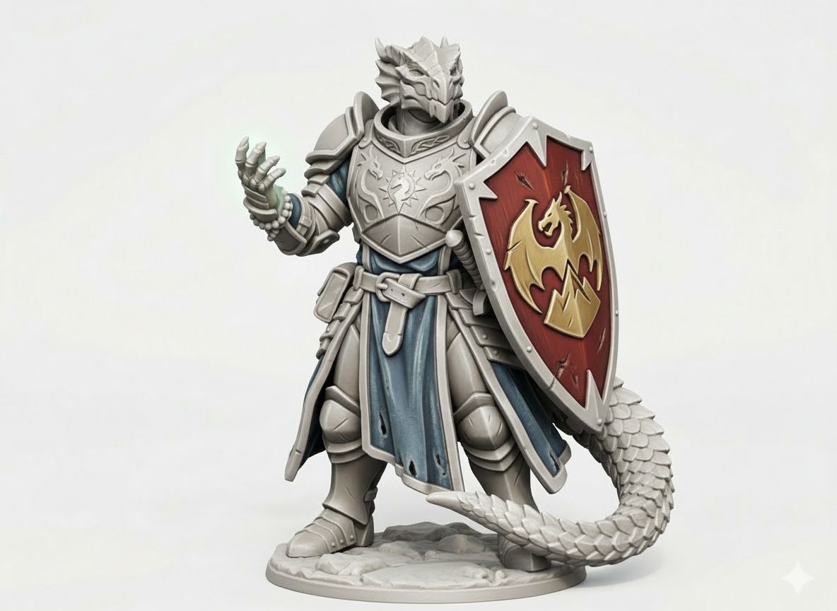 Dragonborn Paladin Figurine free 3D printable STL
