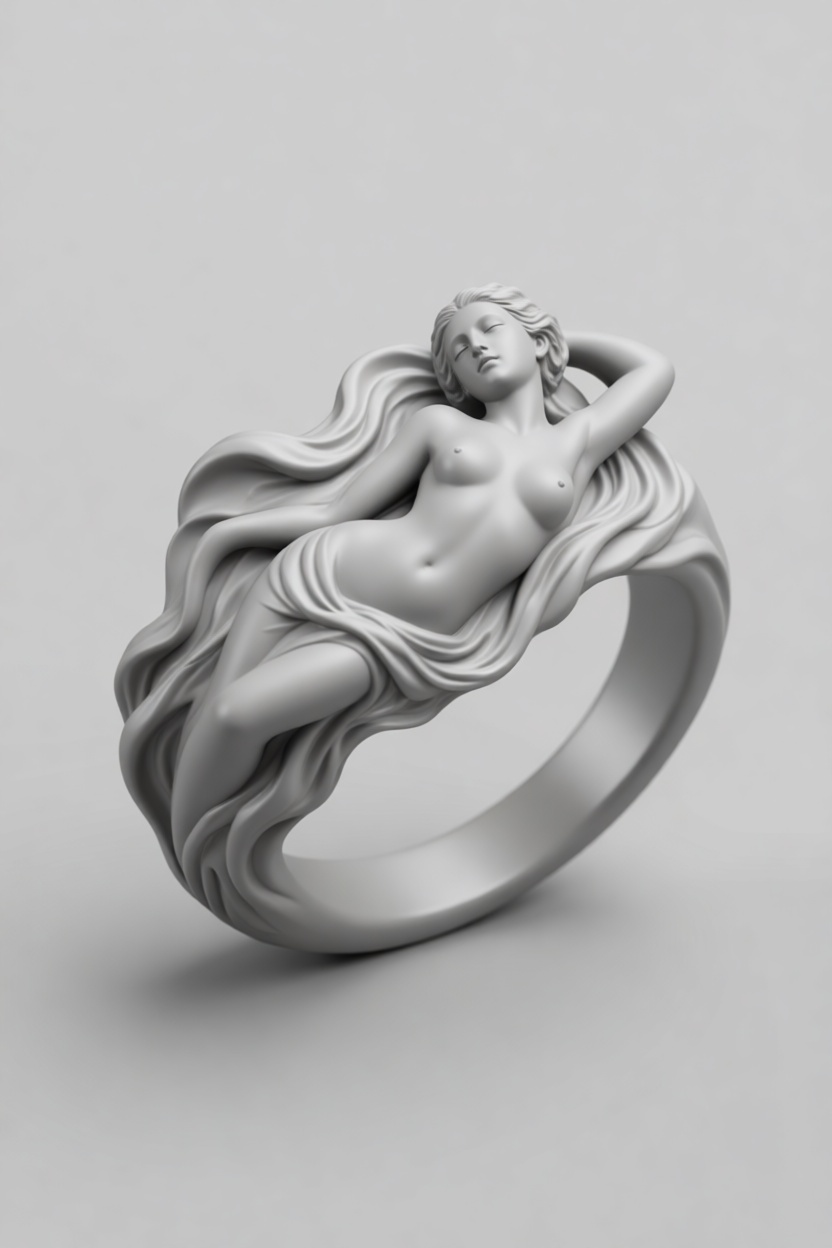Reclining Woman Ring free 3D printable STL