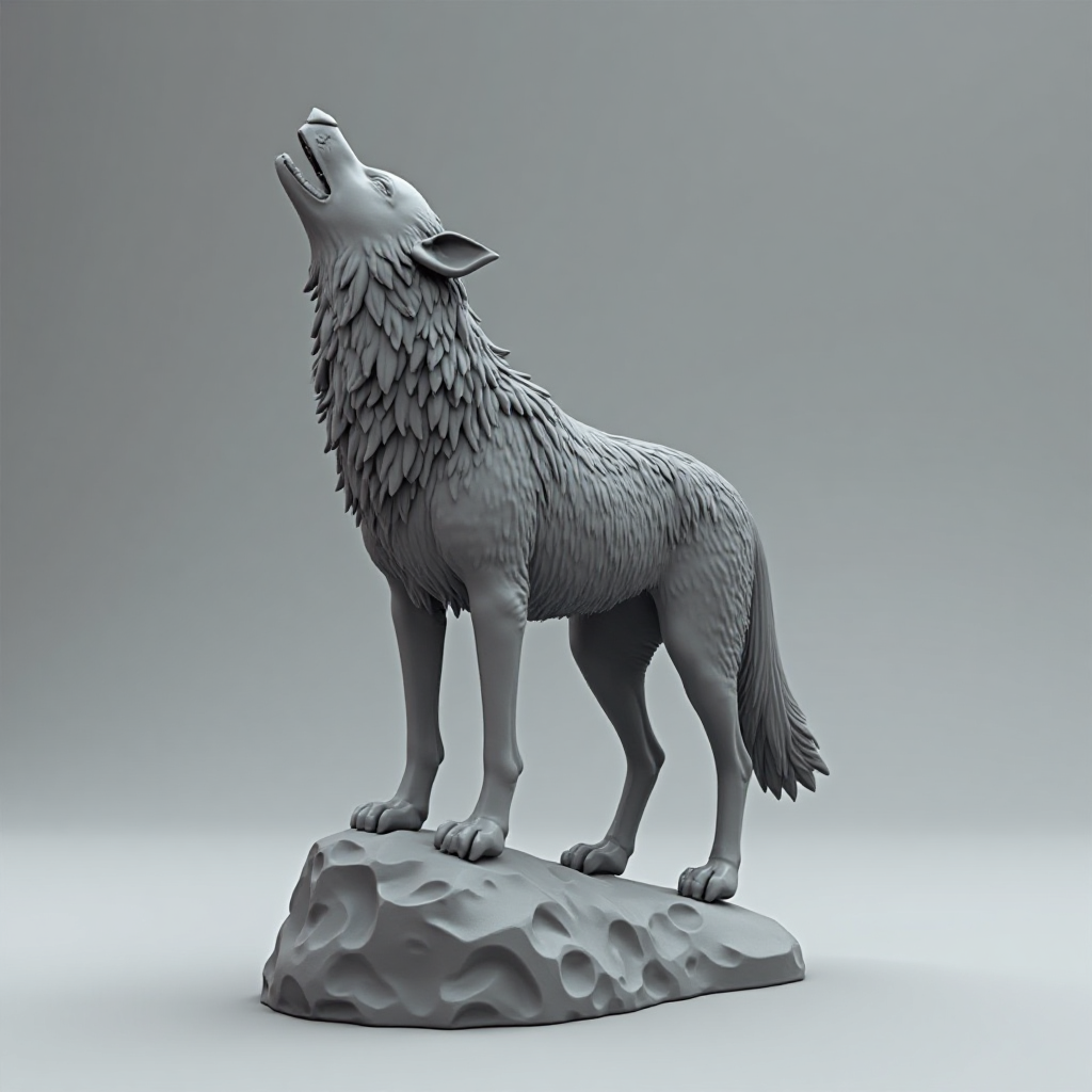 Howling Wolf Figurine free 3D printable STL