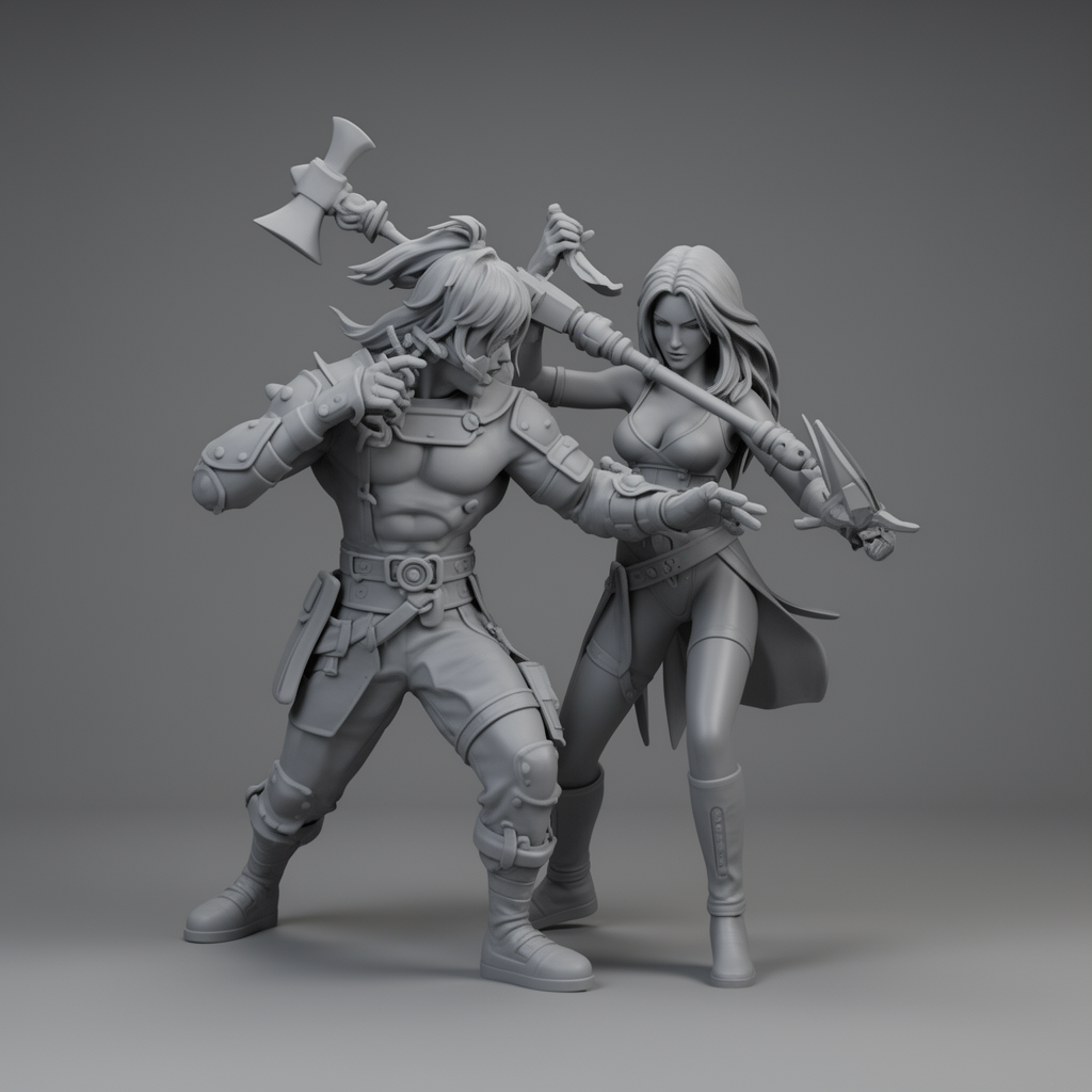 Huk vs Kimberly Figurine free 3D printable STL
