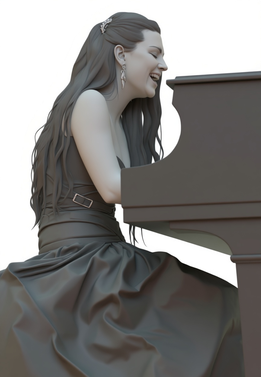 Woman Playing Piano Figurine free 3D printable STL