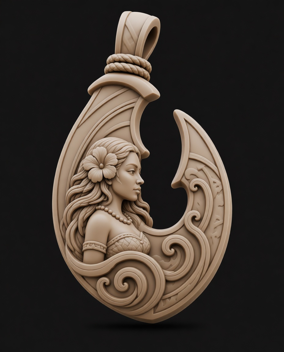 Polynesian Woman Pendant free 3D printable STL