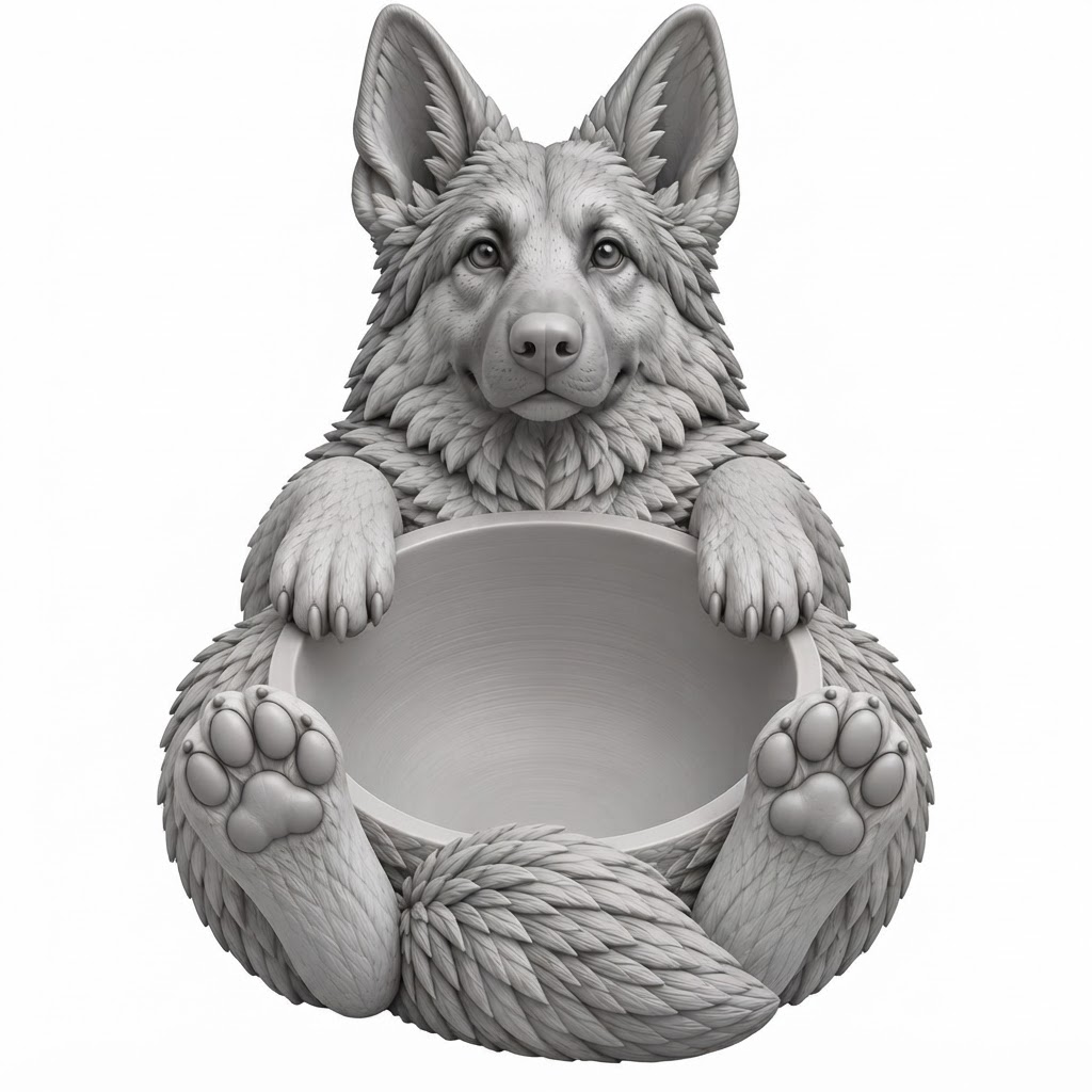 German Shepherd Bowl Holder free 3D printable STL