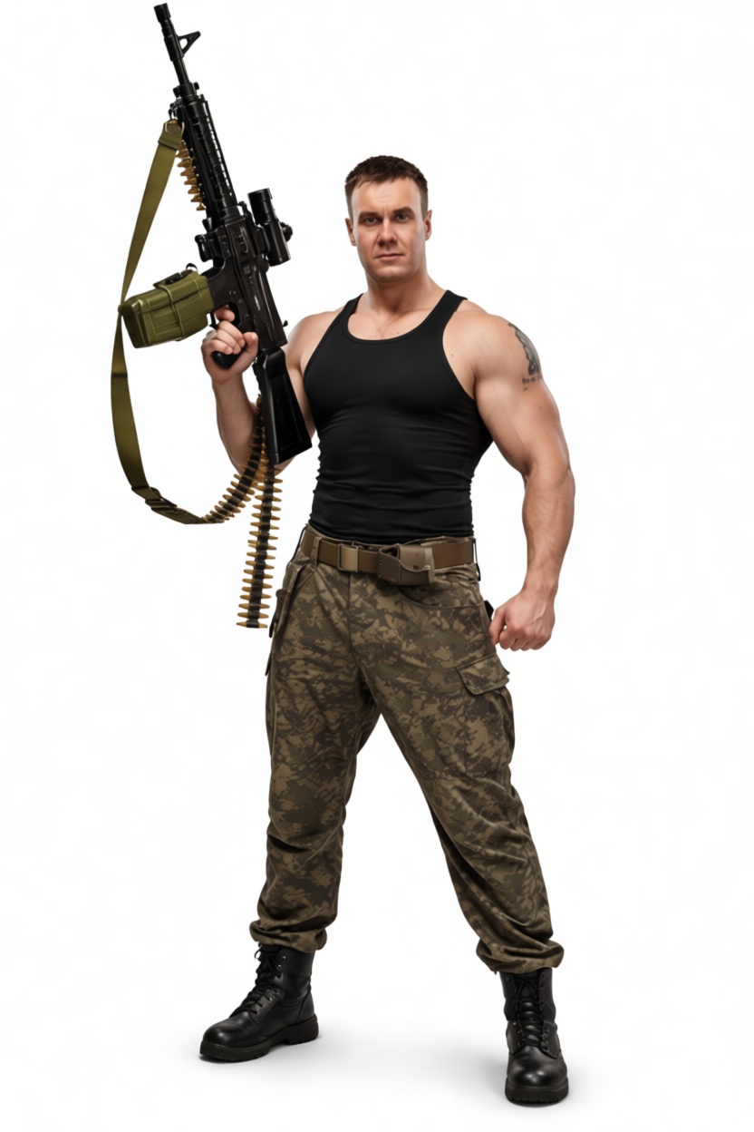 Soldier Holding Machine Gun Figurine free 3D printable STL