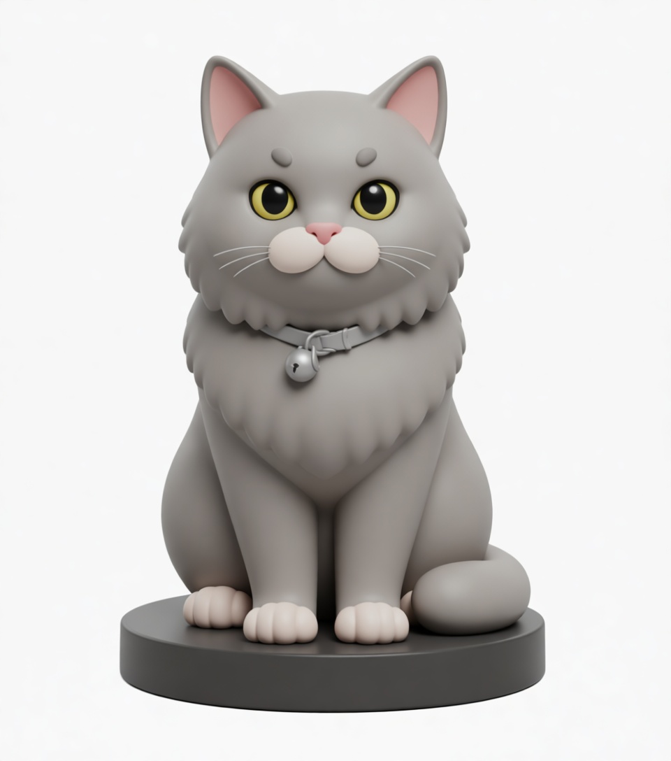 Cartoon Grey Cat Figurine free 3D printable STL