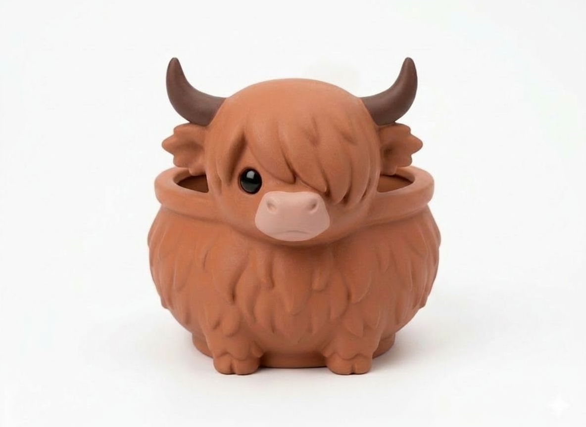 Highland Cow Planter free 3D printable STL