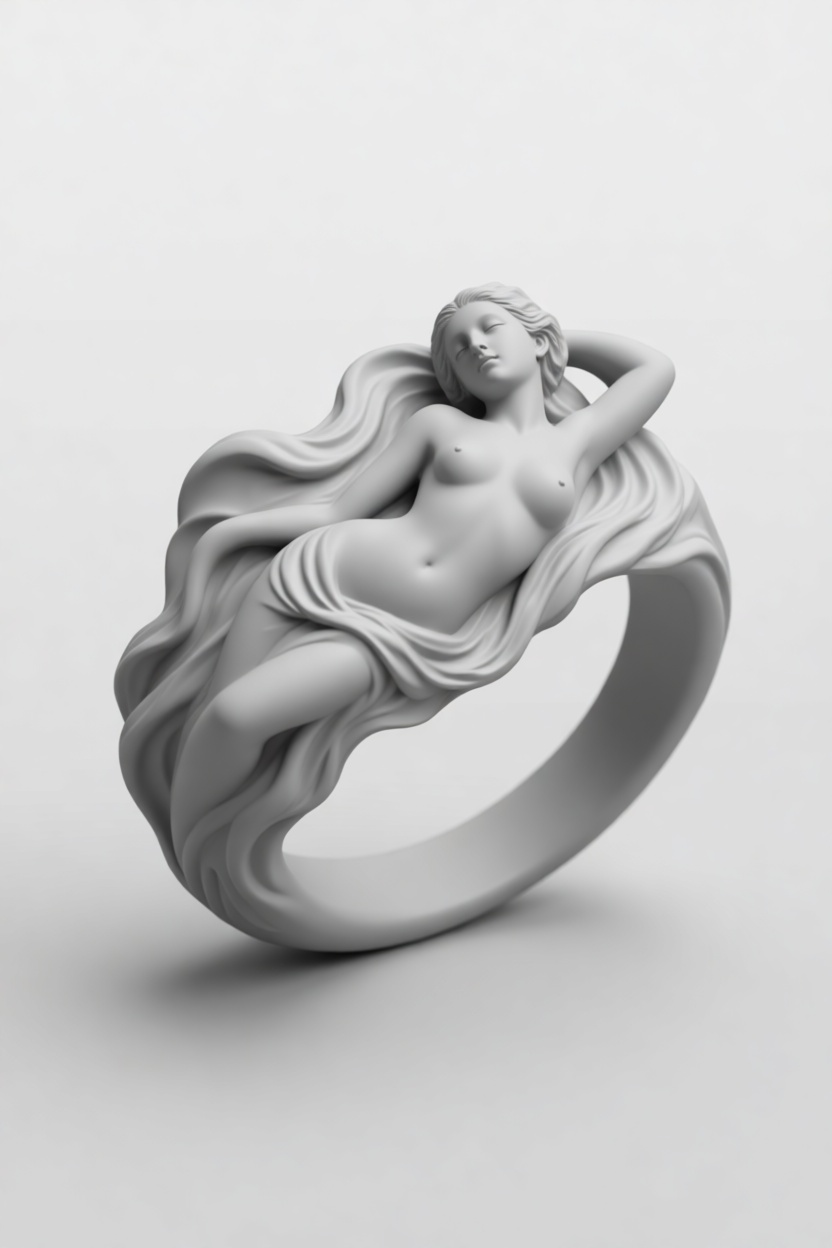 Reclining Woman Ring free 3D printable STL