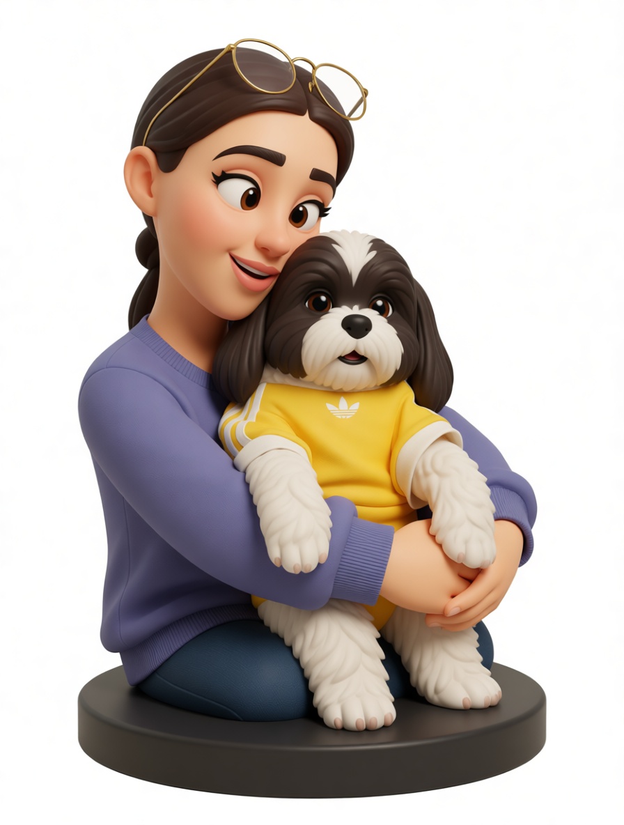 Woman Hugging Shih Tzu Figurine free 3D printable STL