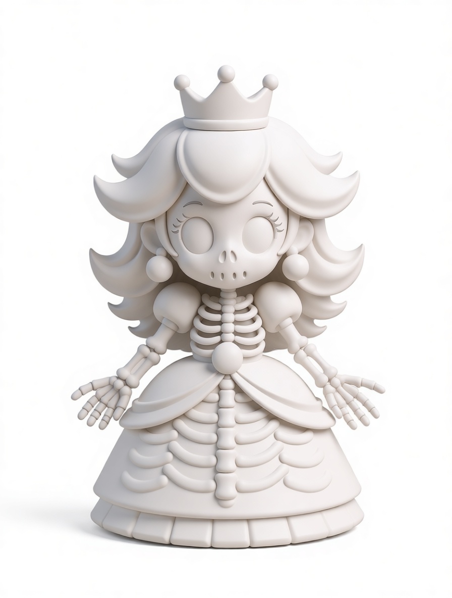 Princess Peach Skeleton Figurine free 3D printable STL