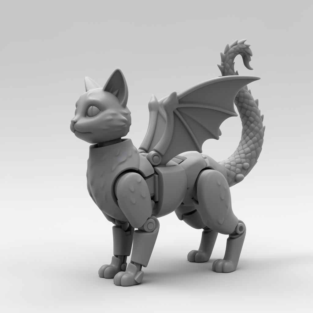 Articulated Dragon Cat Figurine free 3D printable STL