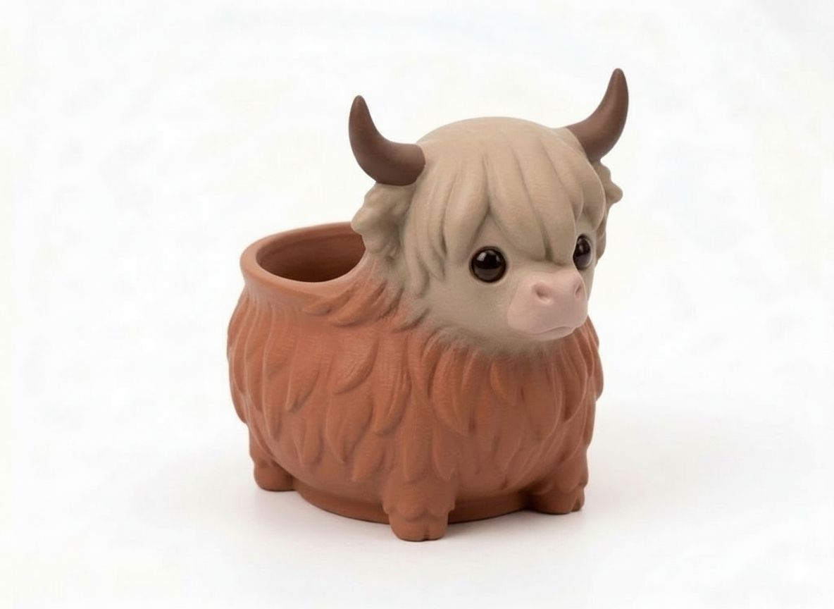 Highland Cow Planter free 3D printable STL