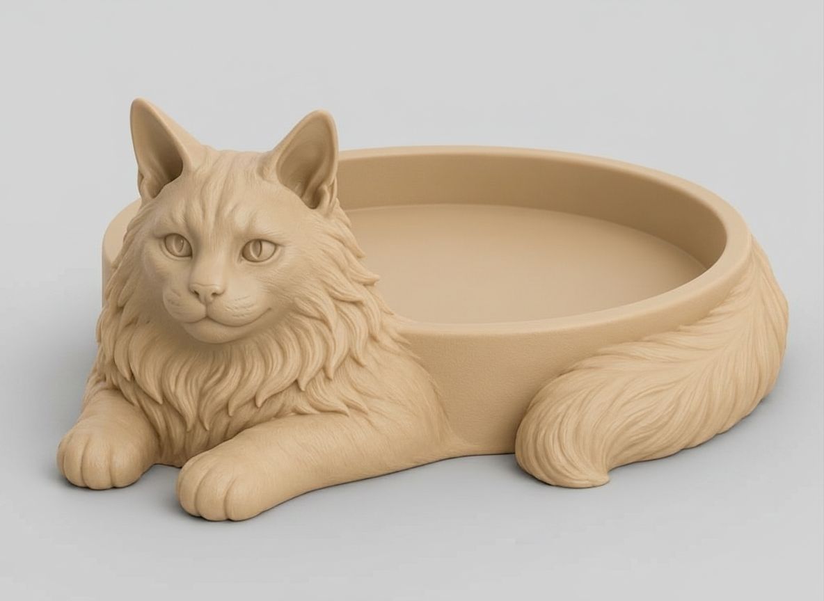 Maine Coon Cat Bowl free 3D printable STL