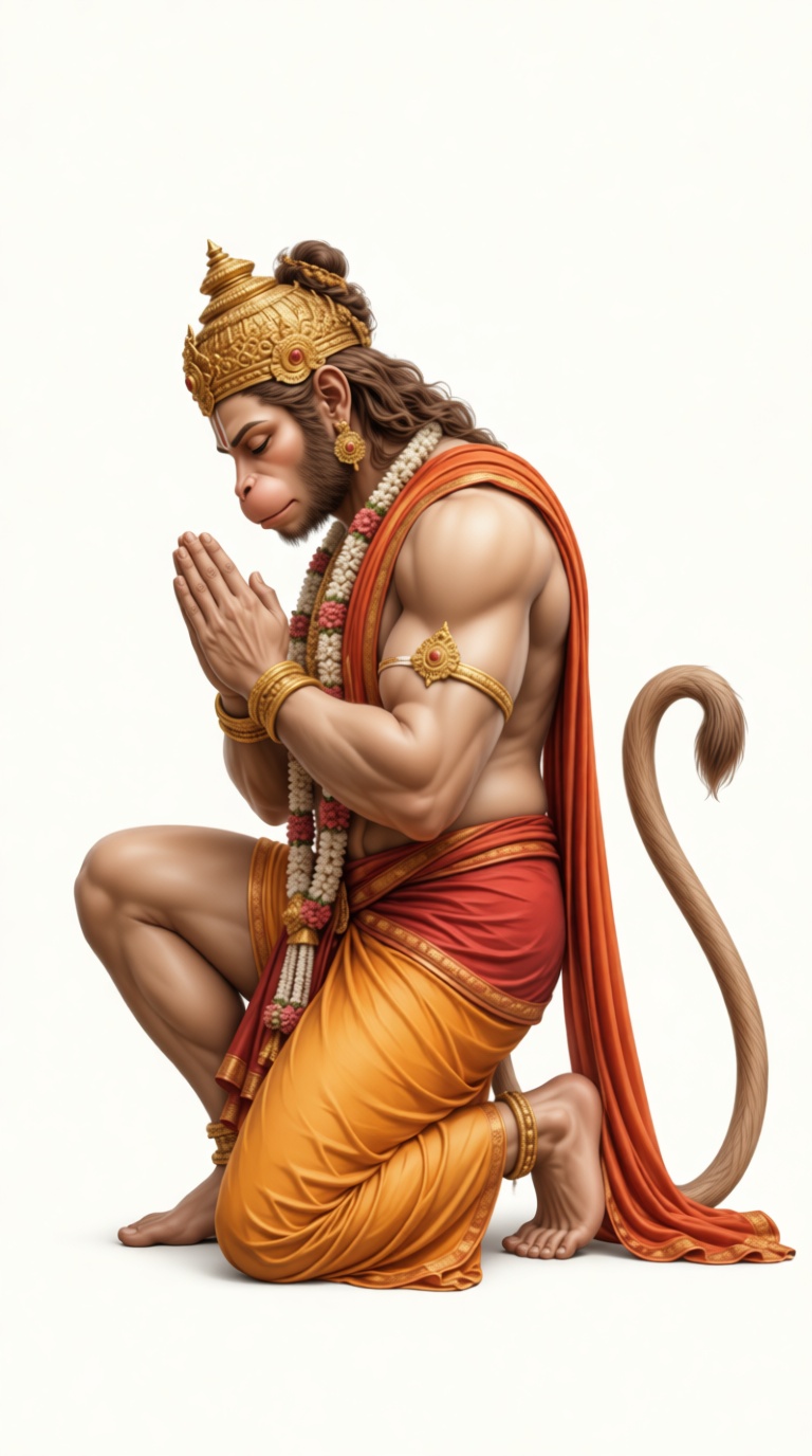 Hanuman Kneeling Figurine free 3D printable STL