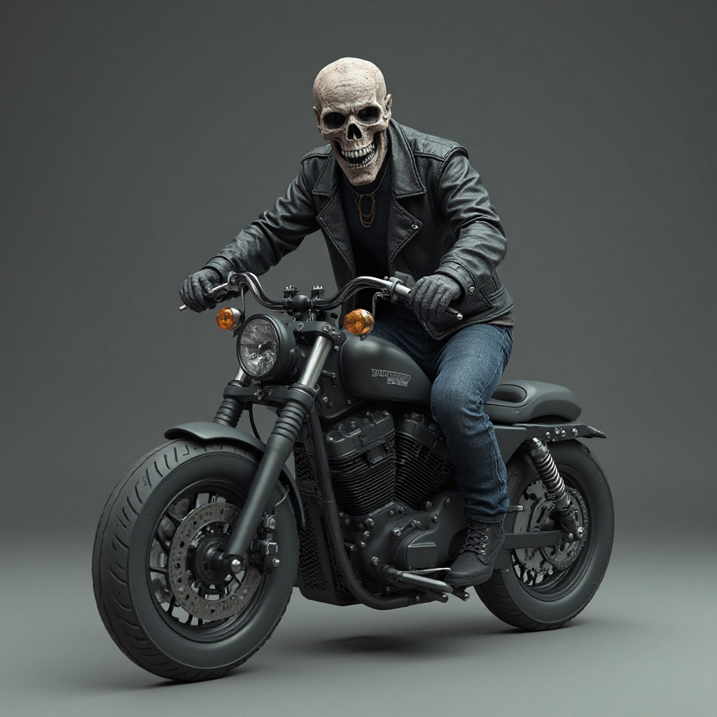 Skull-Headed Biker Figurine free 3D printable STL