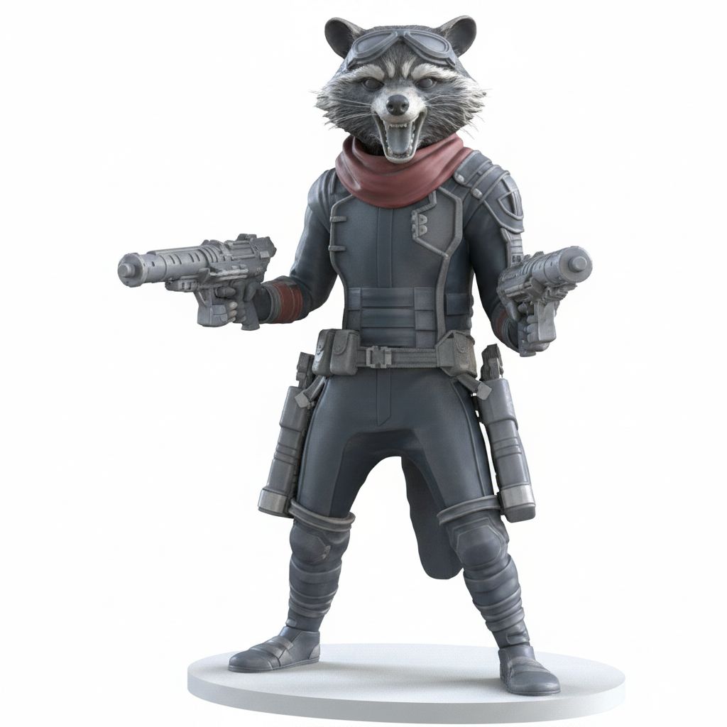 Rocket Raccoon Figure free 3D printable STL