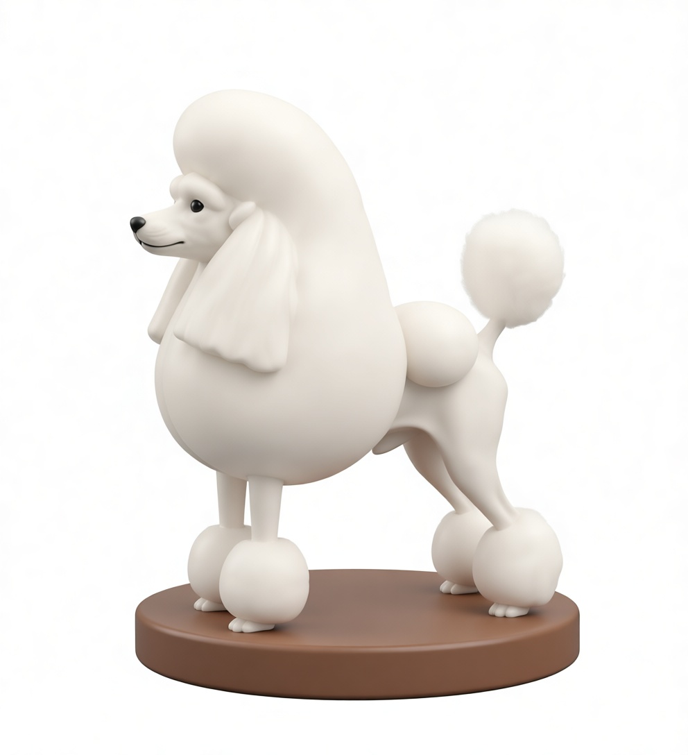 White Poodle Figurine free 3D printable STL