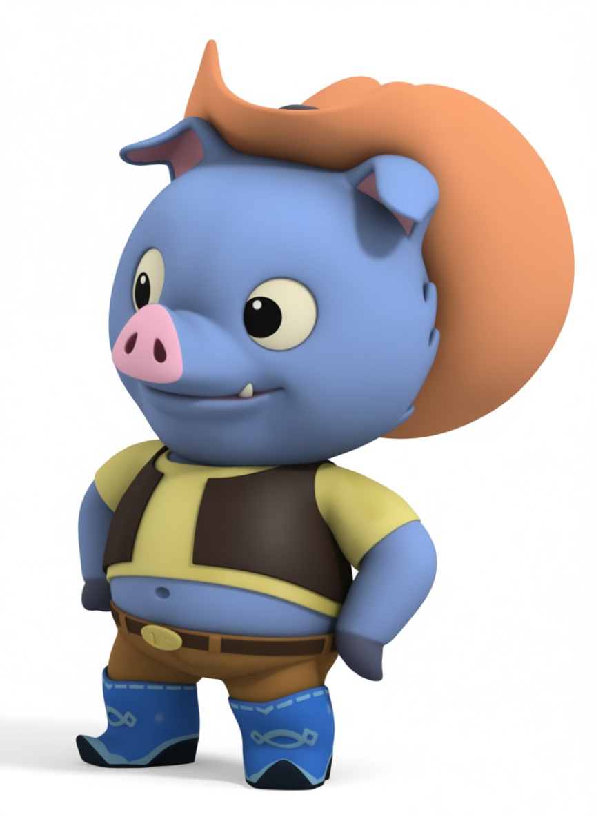 Blue Pig Cowboy Figurine free 3D printable STL