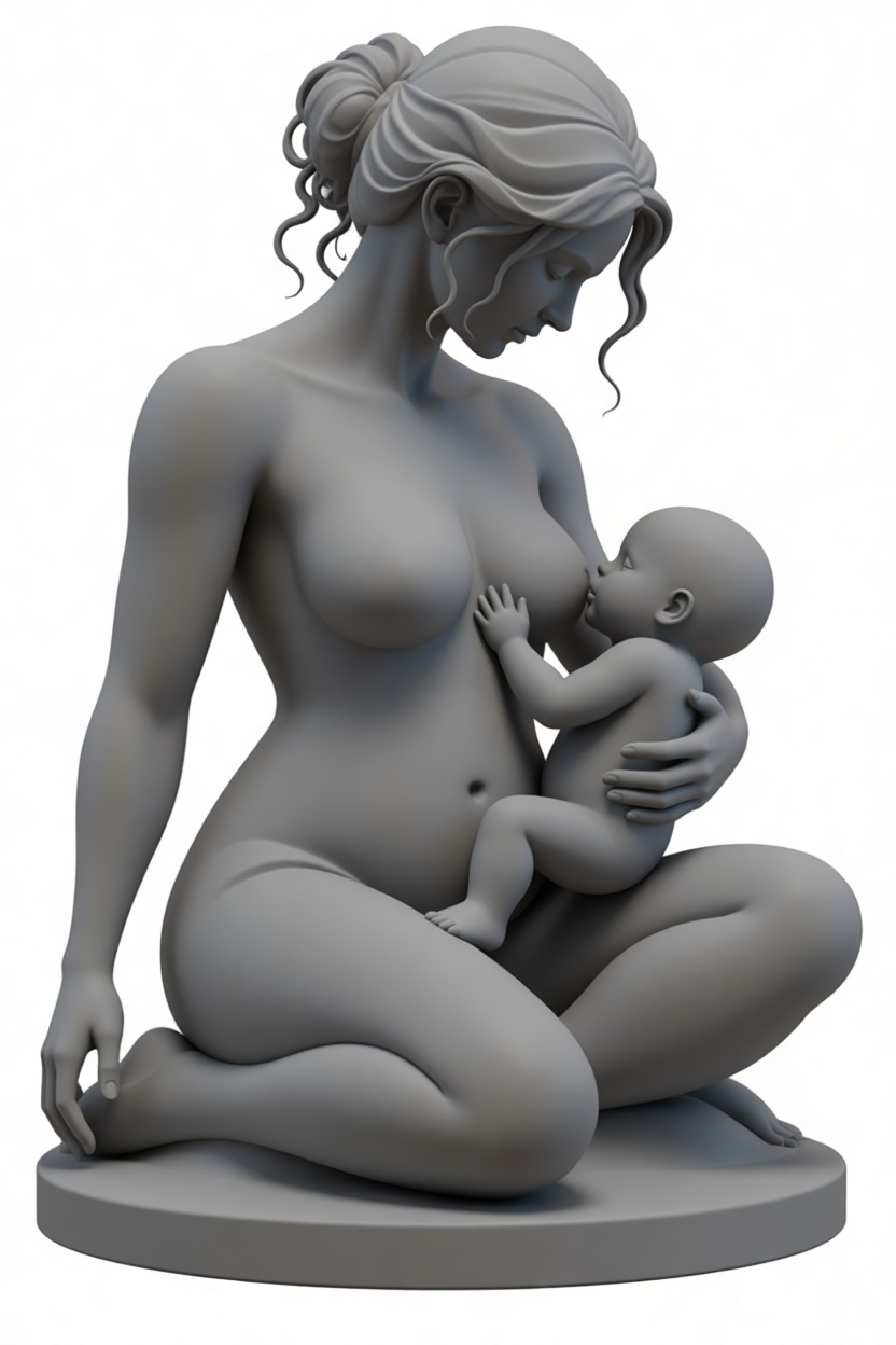 Mother Breastfeeding Baby Statue free 3D printable STL