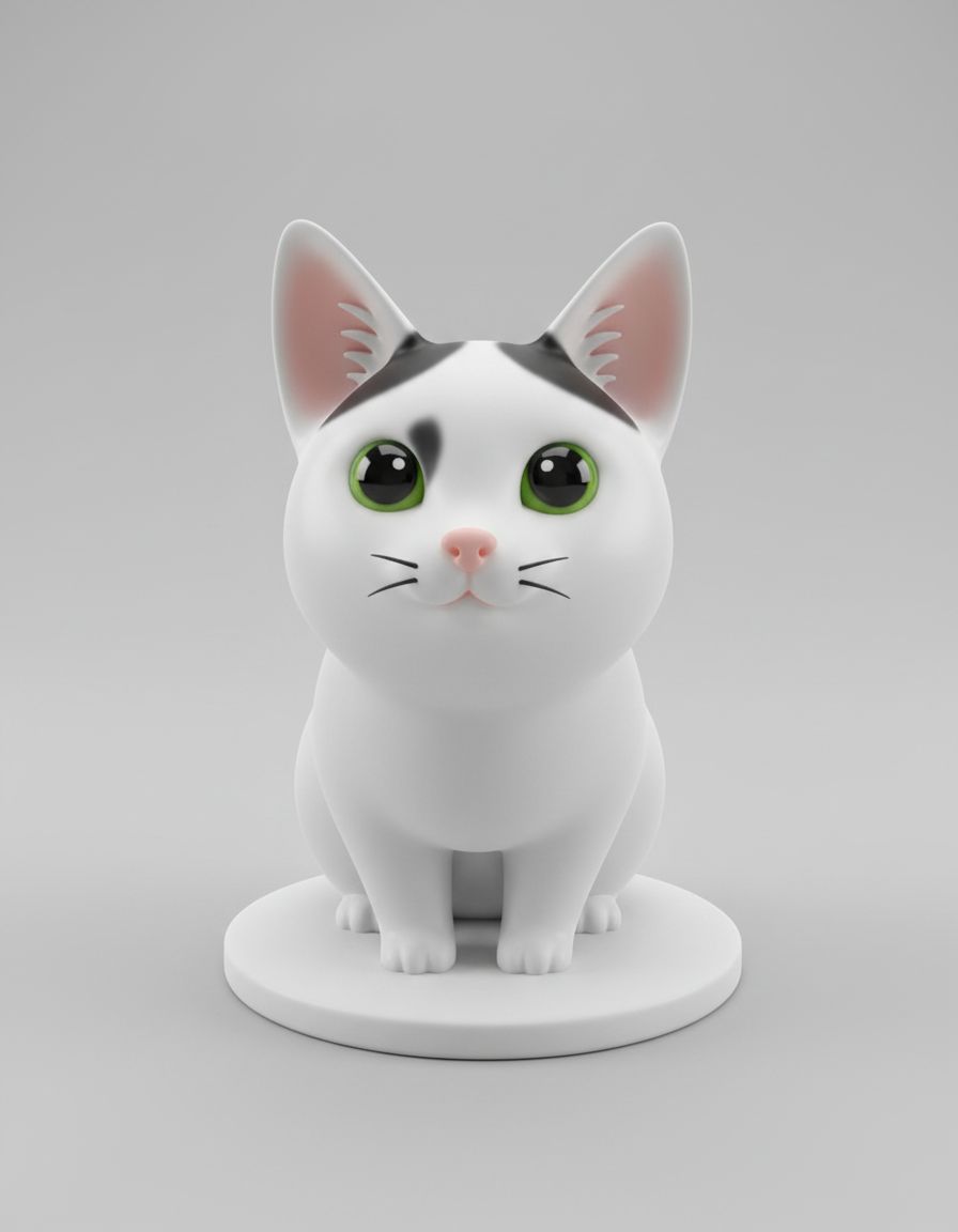 White Kitten Figurine free 3D printable STL
