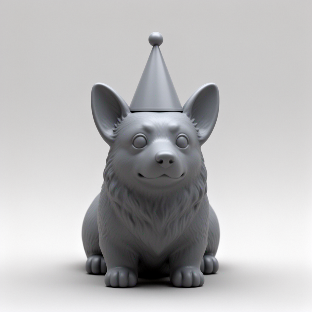 Corgi Party Hat Figurine free 3D printable STL
