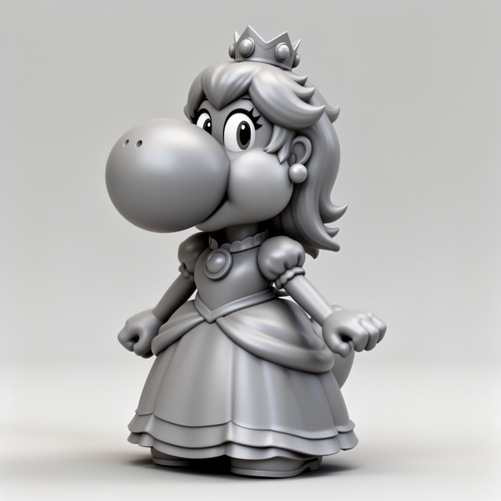 Yoshi Princess Peach Figurine free 3D printable STL