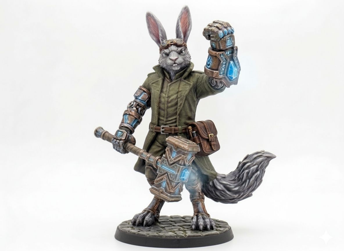 Anthropomorphic Rabbit Warrior Figurine free 3D printable STL