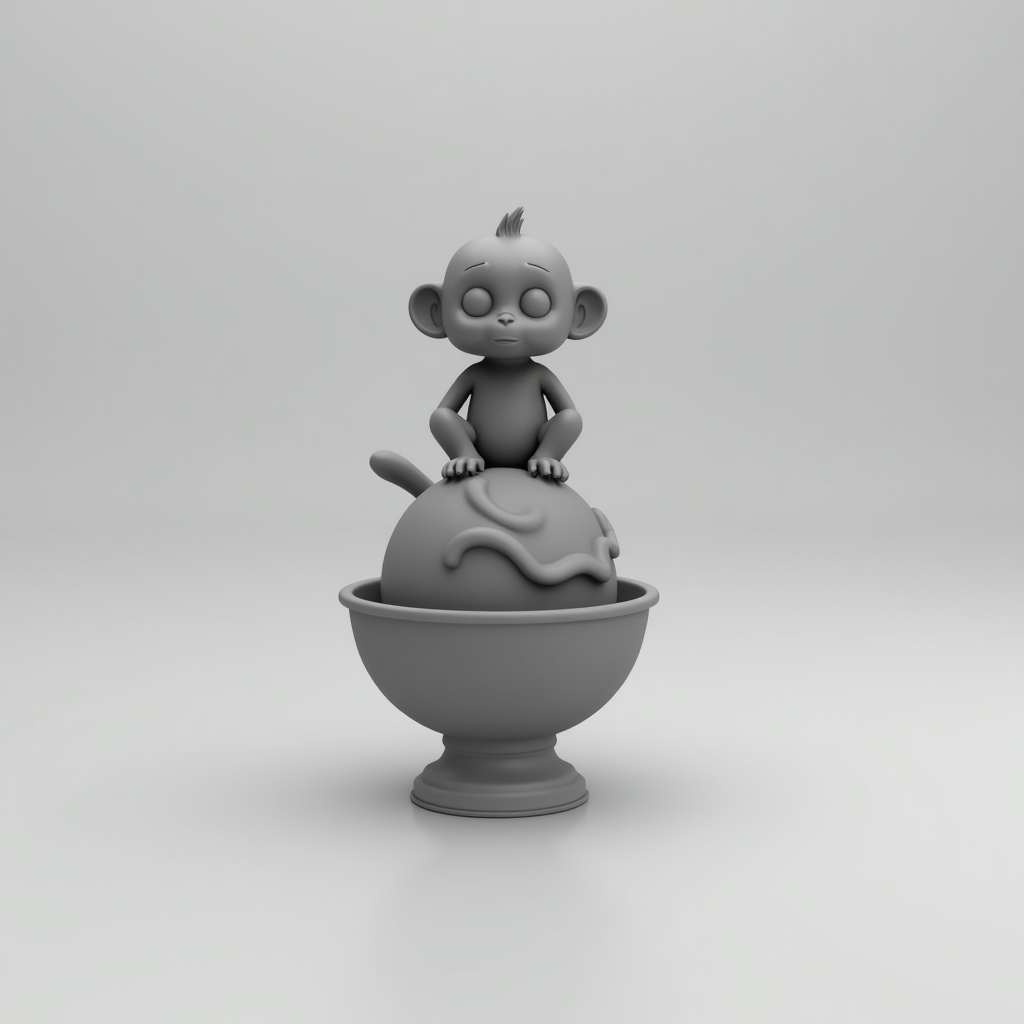 Monkey Sitting Ice Cream free 3D printable STL