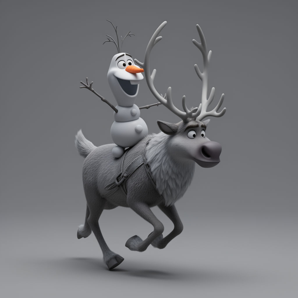 Sven Running with Olaf Figurine free 3D printable STL