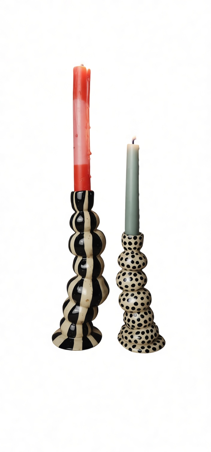 Striped and Polka Dot Candleholders free 3D printable STL