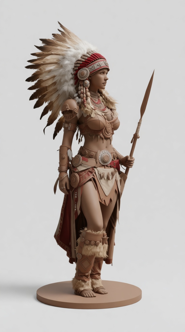 Native American Warrior Figurine free 3D printable STL