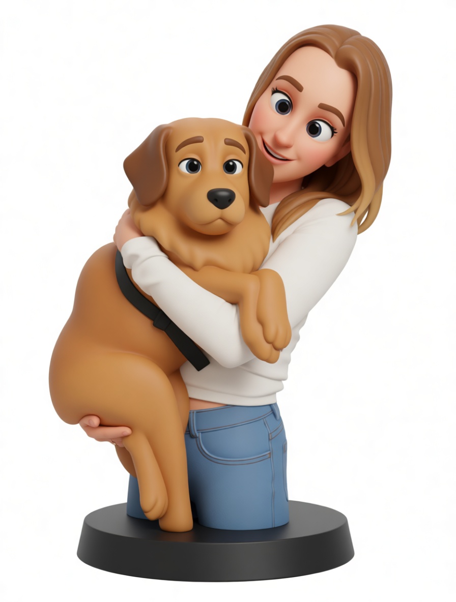Woman Hugging Labrador Figurine free 3D printable STL