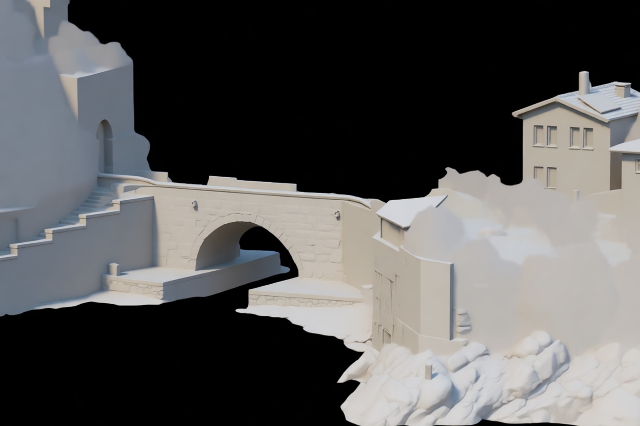 Medieval Stone Bridge Model free 3D printable STL