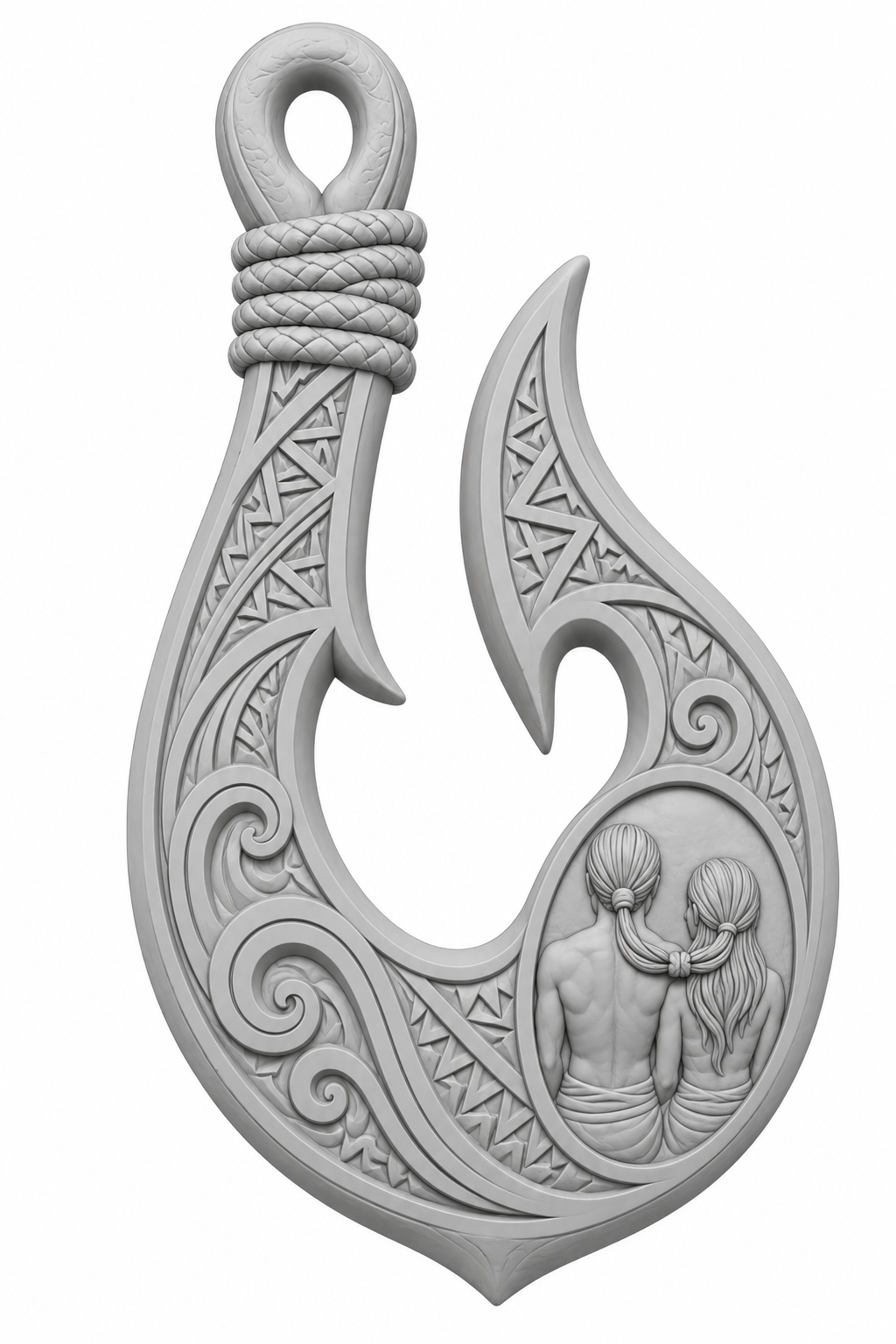 Polynesian Fish Hook Pendant free 3D printable STL