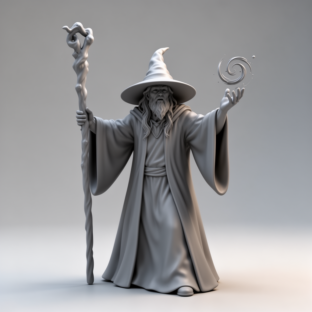 Wizard Casting Spell Figurine free 3D printable STL