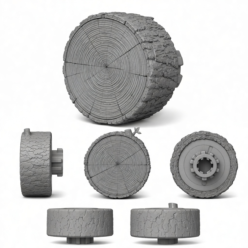 Tree Stump Wheel Model free 3D printable STL