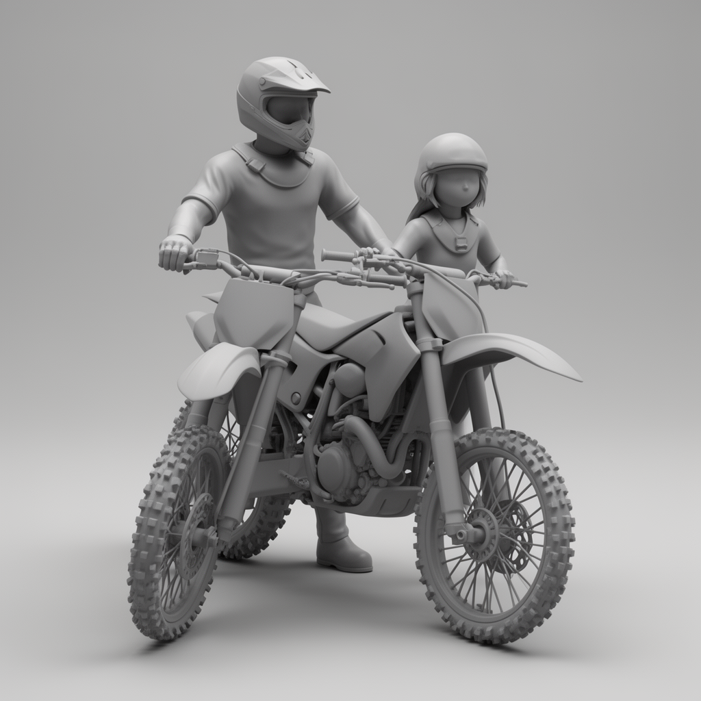 Motocross Father Daughter Figurine free 3D printable STL