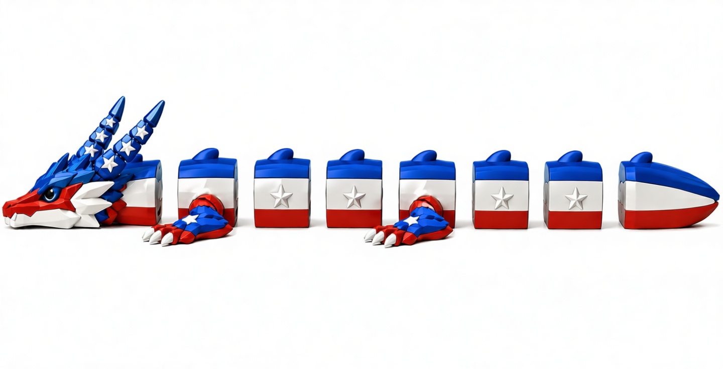 American Flag Dragon Figurine free 3D printable STL