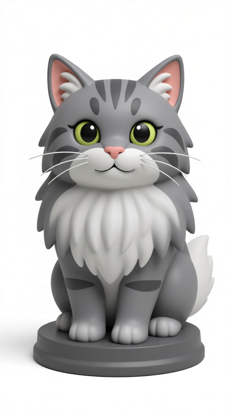 Gray Tabby Cat Figurine free 3D printable STL