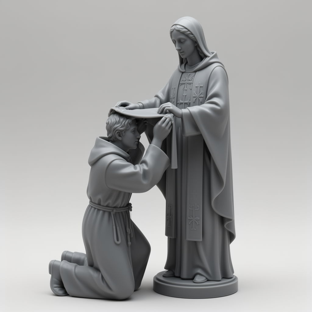 Virgin Mary and Monk Sculpture free 3D printable STL