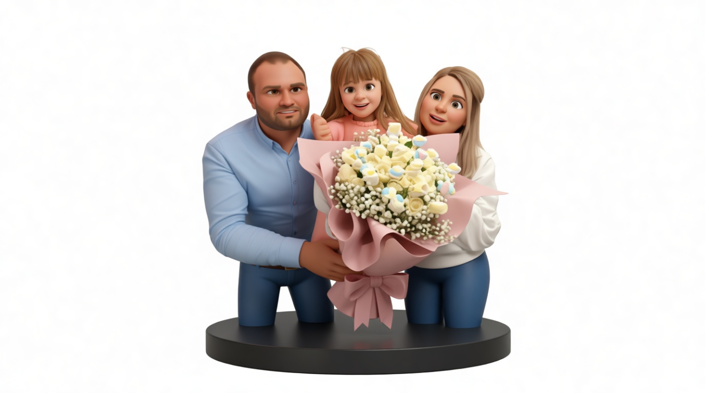 Family Holding Bouquet Figurine free 3D printable STL