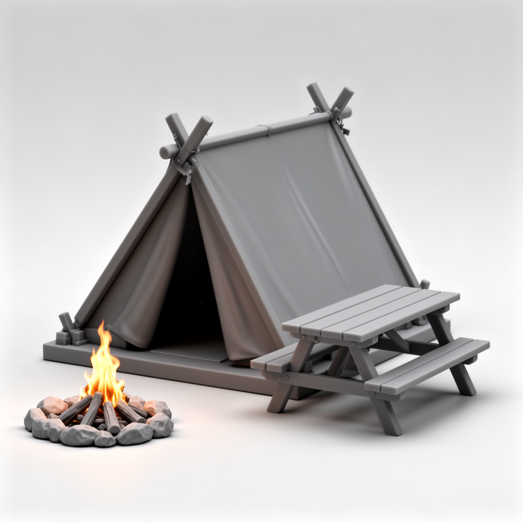 Frame Tent Camp Scene free 3D printable STL