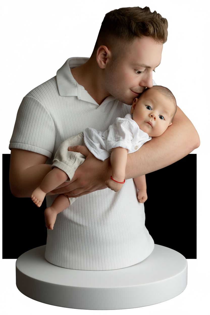 Father Holding Baby Bust free 3D printable STL
