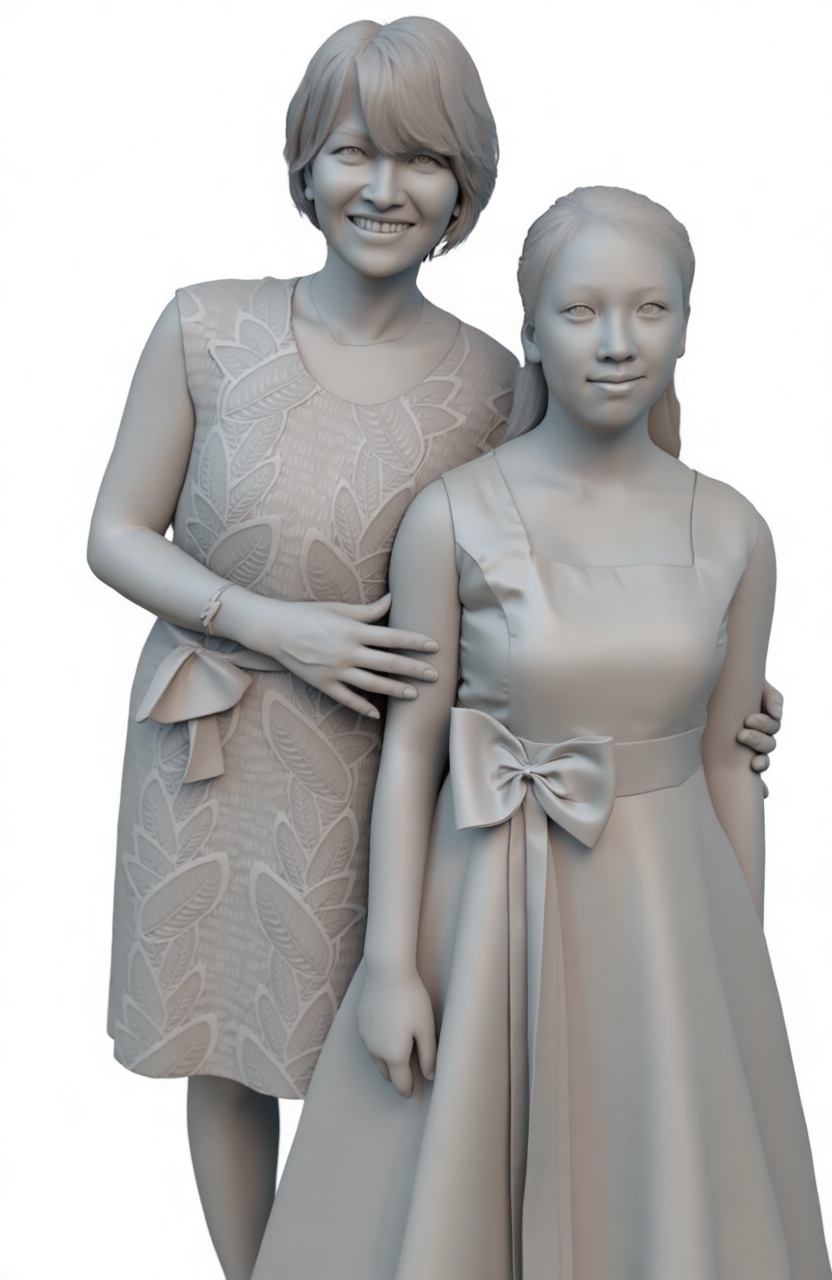 Mother and Daughter Sculpture free 3D printable STL