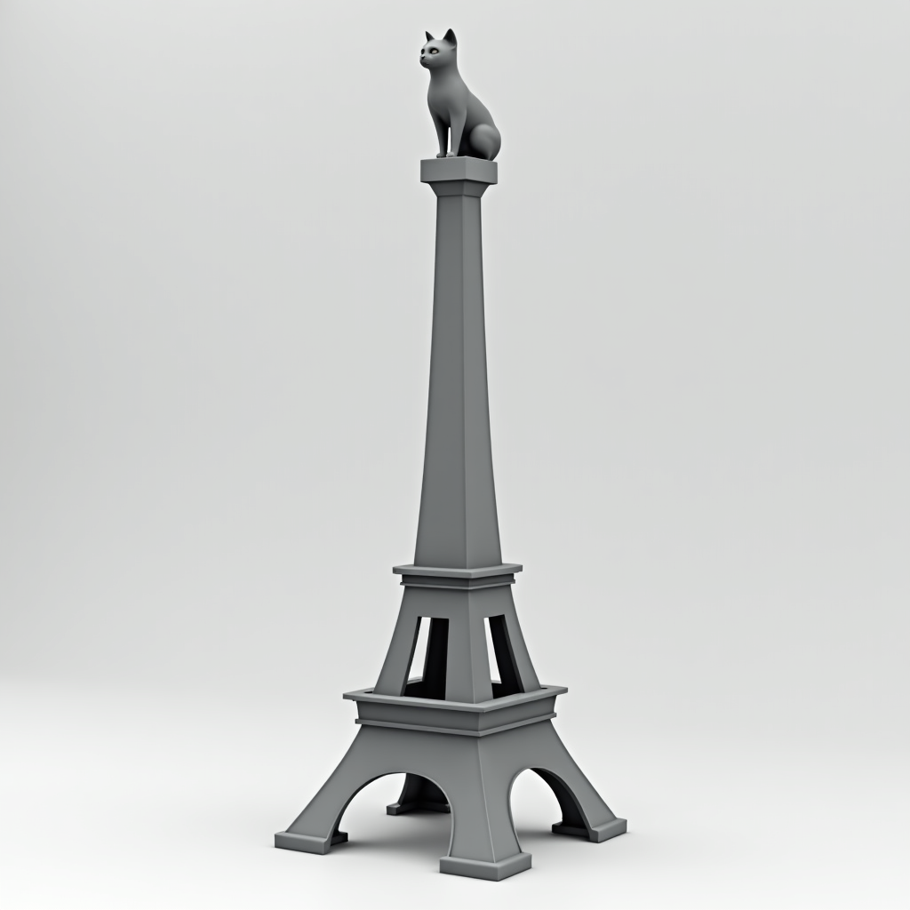 Eiffel Tower with Cat free 3D printable STL