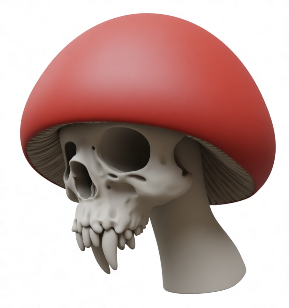 Mushroom Skull Sculpture free 3D printable STL