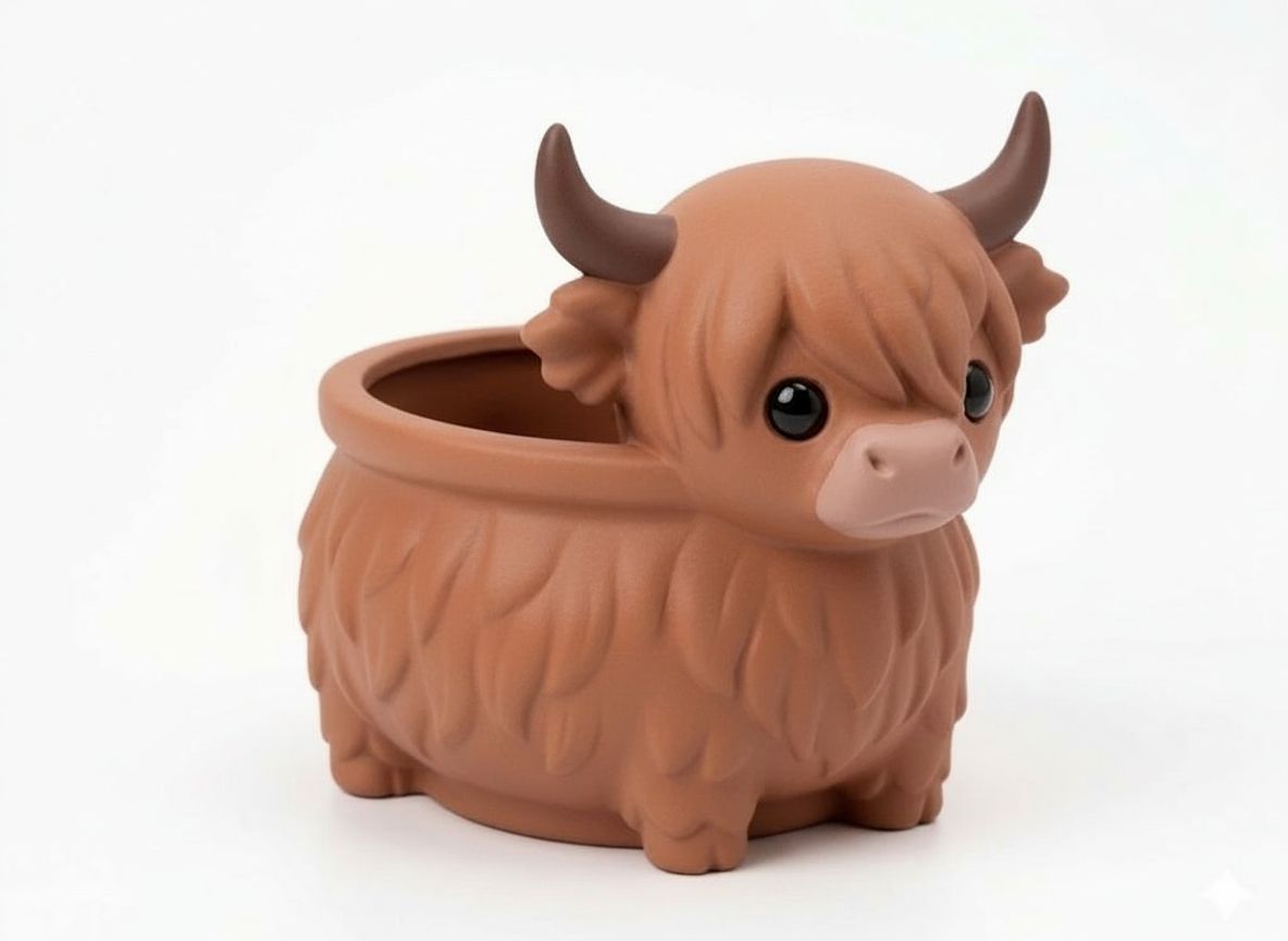 Highland Cow Planter free 3D printable STL