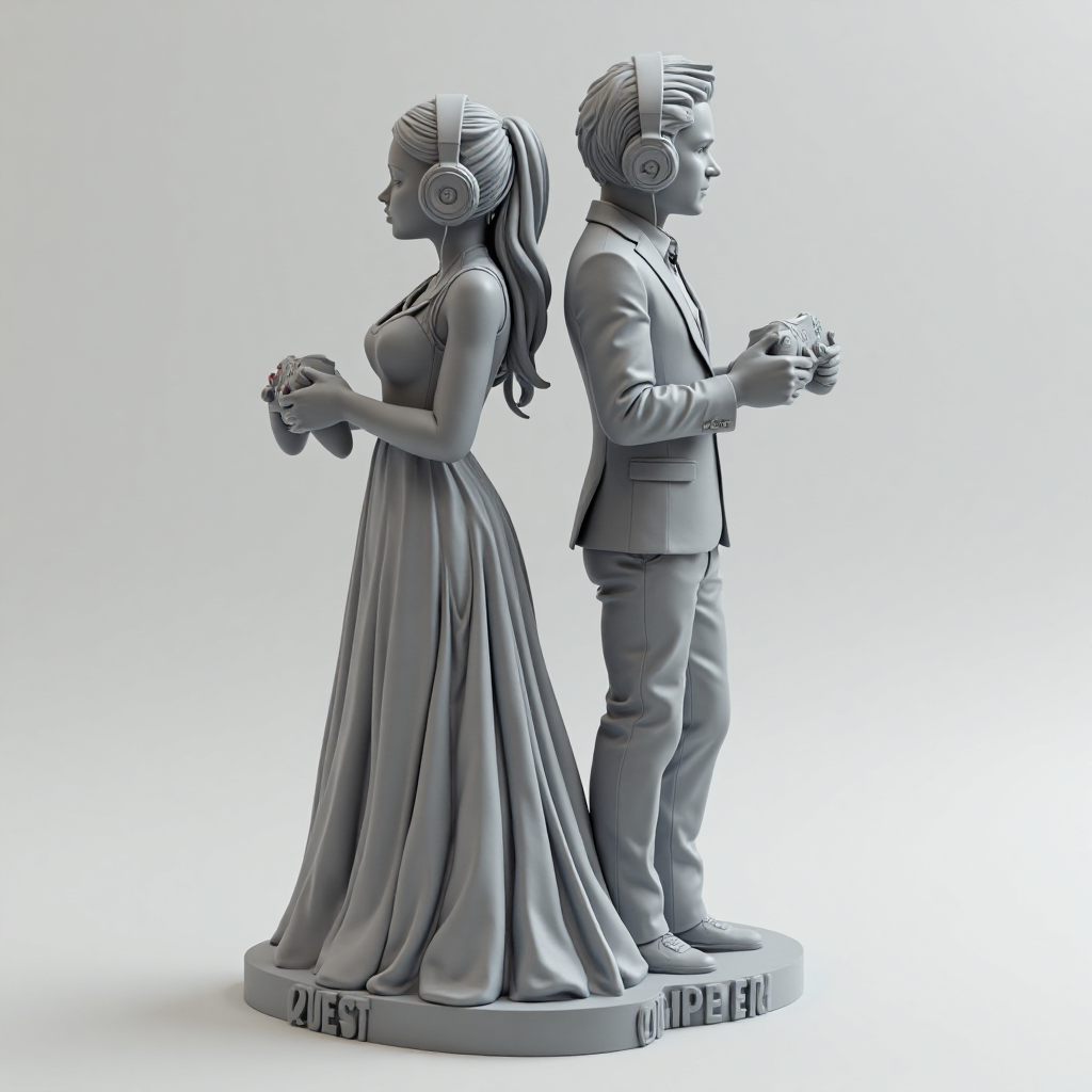 Gamer Couple Figurine free 3D printable STL