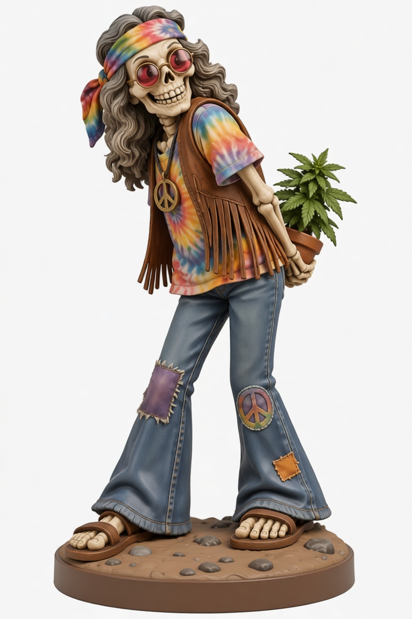 Hippie Skeleton Figurine free 3D printable STL