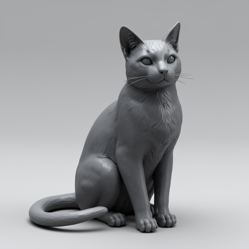 Realistic Sitting Cat Figurine free 3D printable STL