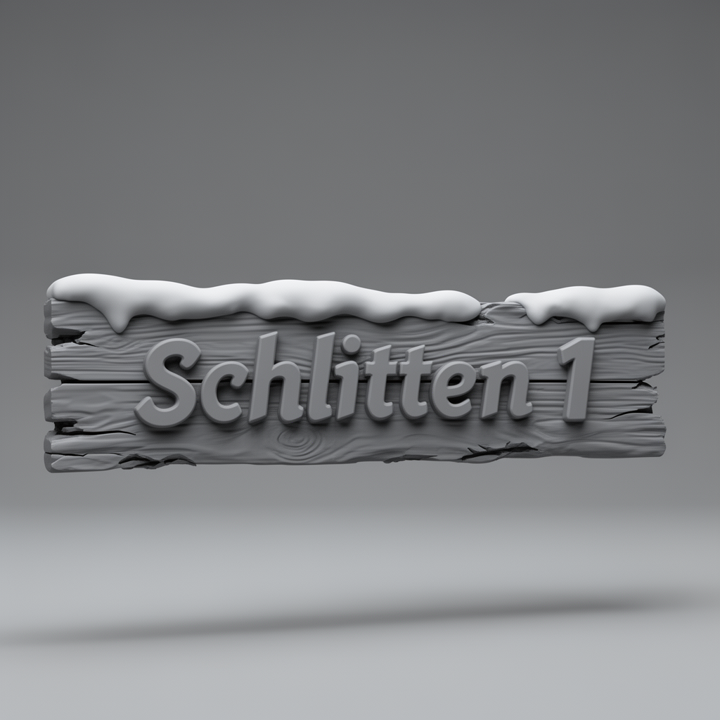 Schlitten 1 Wooden Sign free 3D printable STL